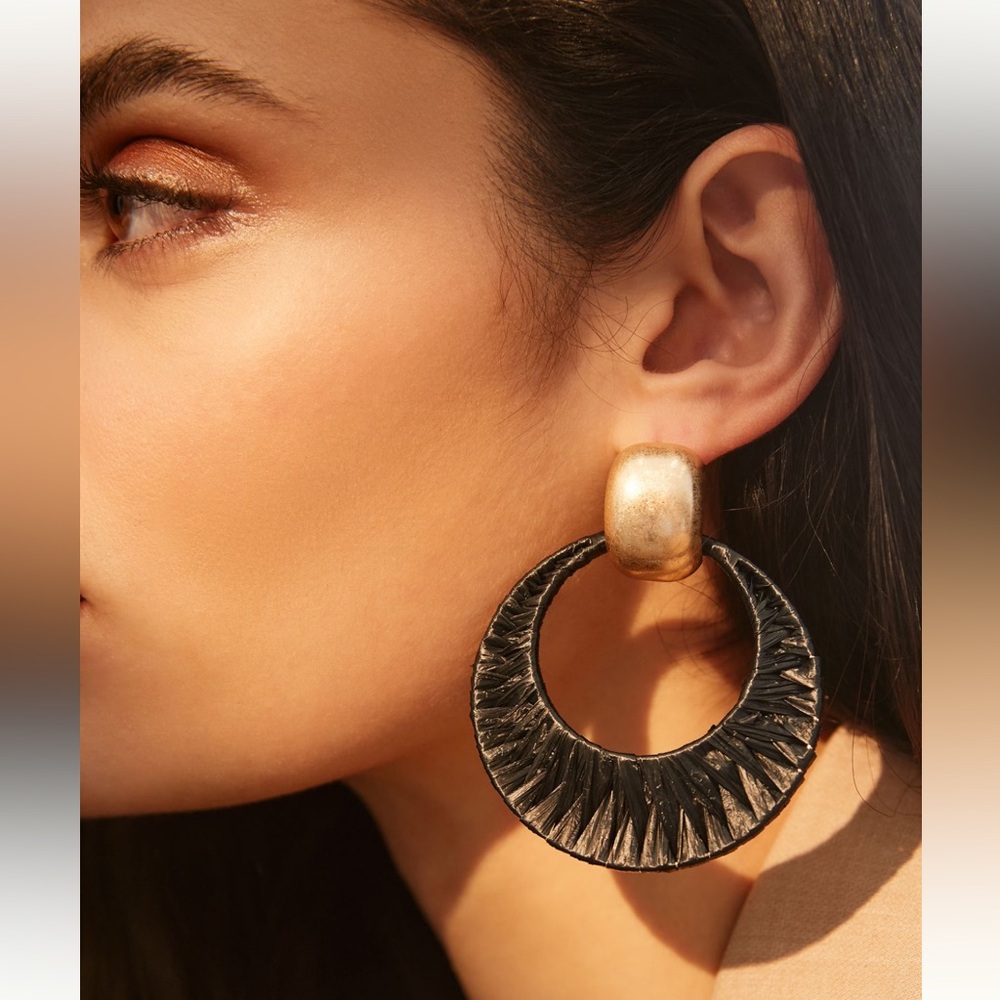 Raffia Hoop Earrings by Anthropologie NWT